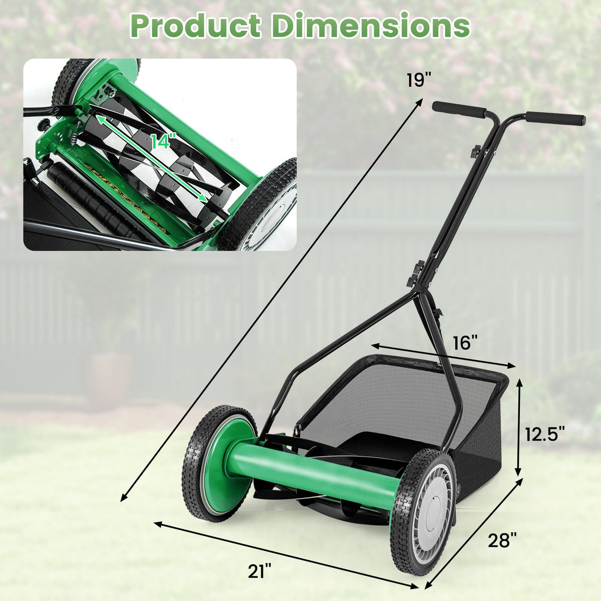 Earthwise Seed 14" Manual Reel Lawn Mower
