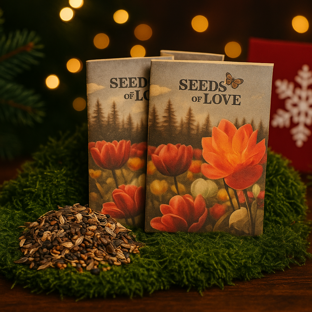 “Seeds of Love” Wildflower Packets (2-Pack) – Native Pollinator Mix | Perfect for Cards & Stockings